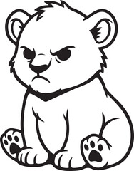 Cute Baby Lion Outline Silhouette Vector Illustration Simple Kids Animal Design
