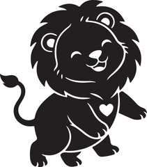 Fototapeta premium Cute Baby Lion Icon Silhouette Vector Illustration for Kids and Nursery