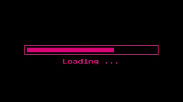 Loading glitch on black background. Perfect for technology or digital design concepts, website development, progress indicators.