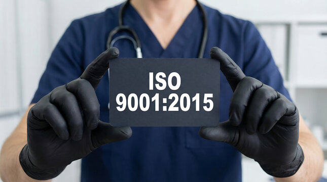 Medical international quality standards. ISO 9001:2015 standard certification standardization quality control health. New Iso concept