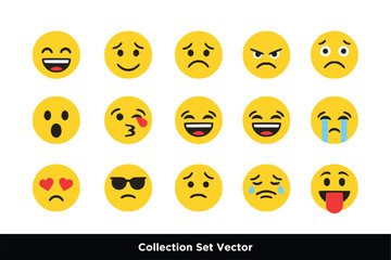 Fototapeta premium Expressive Yellow Face Emoji Icons for Communication
