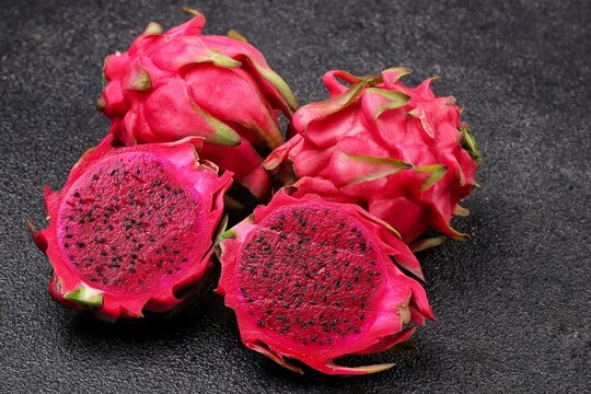 fresh red dragon fruit, pitahaya, pitaya, buah naga