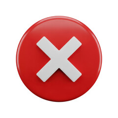 Obraz premium Red circular button with a white diagonal cross symbol indicating prohibition or cancellation