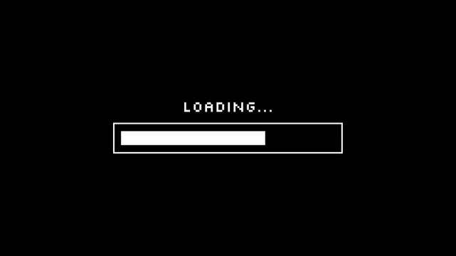 Loading glitch with the word loading above it. Suitable for technology blog post, website design, app development, progress updates, software installation.