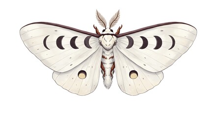 月の蛾：精密な描写のデジタルイラスト