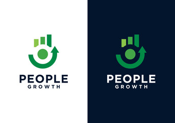 Business growth logo. Business growth logo, business growth logo design with human and growth arrow. Vector icon.