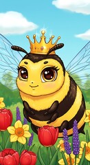 春の女王蜂、デジタルイラスト