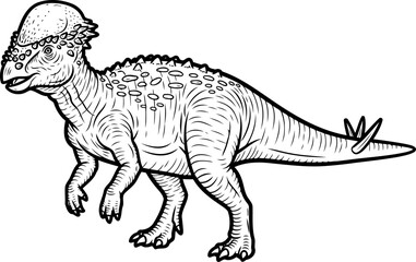 Fototapeta premium Crested parasaurolophus hadrosaur dinosaur side view sketch