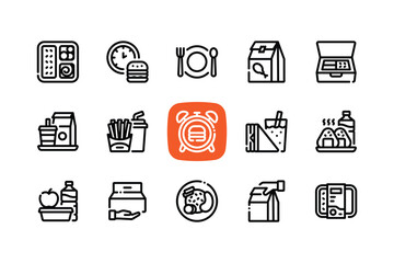 Outline Minimal Lunch Icons Set