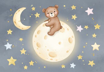 水彩の月のくまさん