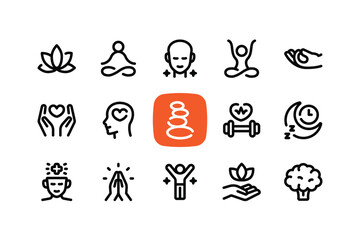 Outline Minimal Wellness Icons Set