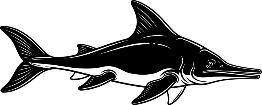 Large ichthyosaur marine reptile silhouette style graphic