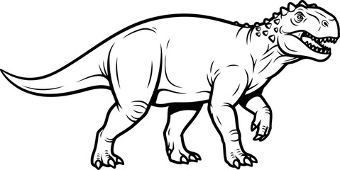 Majungasaurus theropod dinosaur walking pose black and white