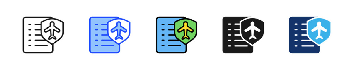 Travel Insurance Icon Collection With Multiple Styles