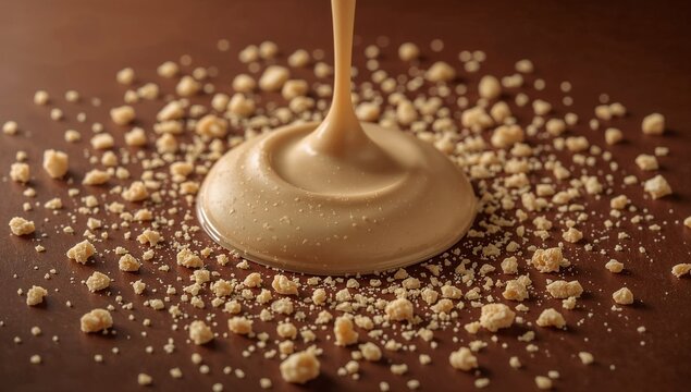 Thick Drizzle of Caramelized White Chocolate or Creamy Peanut Butter with Crumbles