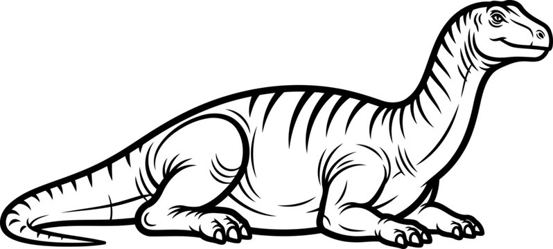 Prosauropod plateosaurus dinosaur resting on the ground