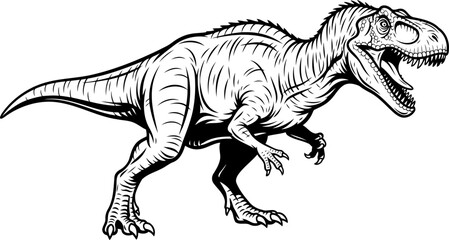 Obraz premium Roaring tyrannosaurus rex carnivorous dinosaur illustration