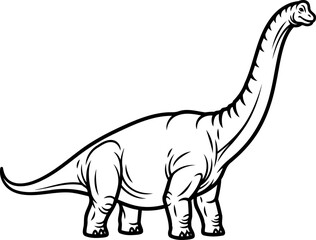 Naklejka premium Sauropod long necked dinosaur standing side view sketch