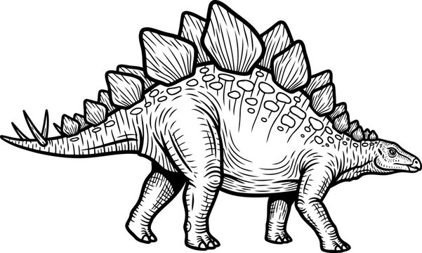 Spiked tail stegosaurus dinosaur with back plates illustration