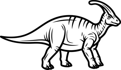 Obraz premium Walking parasaurolophus dinosaur figure prehistoric crested animal