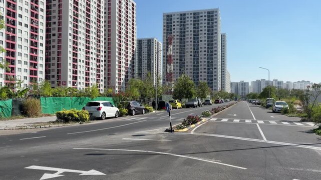 Hulhumal&eacute; city Maldives with modern high rise apartment buildings and planned urban layout