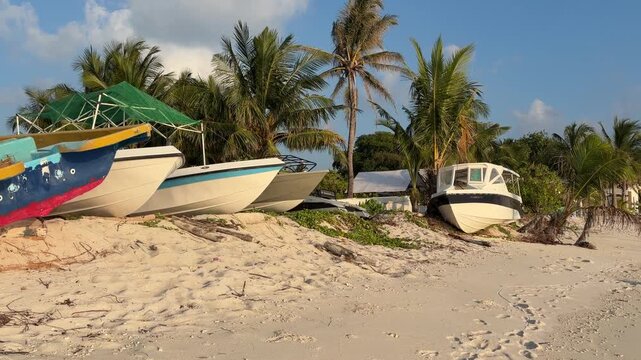 Ukulhas beach Maldives with white sand shoreline and calm turquoise ocean