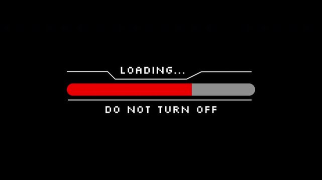 Loading glitch bar showing a red filled section. Perfect for technology, web design, software development, loading animation concepts, and digital projects.