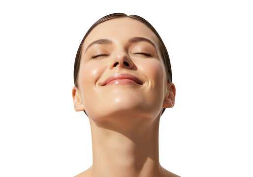 Woman enjoying a moment of serenity isolated on transparent background