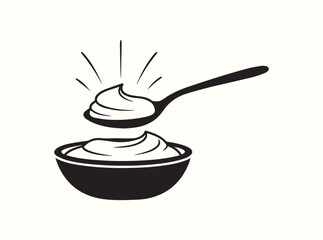 Dessert Spoon Lifting Yogurt Silhouette

