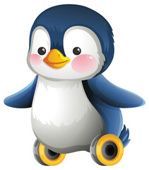 Fototapeta premium Cute Cartoon Penguin with Wheels Vector Illustration
