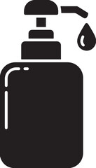 Obraz premium Black bottle with dispenser and drop liquid