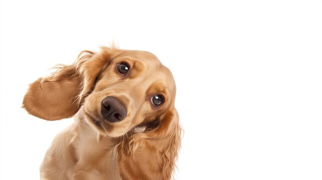 cocker. Young English cocker spaniel with playful expression, isolated on white background. wildlife magazines, conservation campaigns, designed for wildlife conservation campaigns.