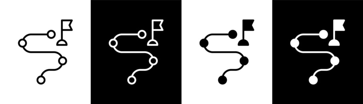 roadmap white icon set design