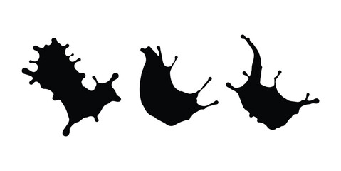 Black and white silhouette abstract inkblot design, creative splash art with irregular shapes