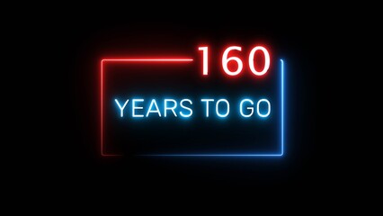 Neon celebration years on black background. Glowing Neon calendar text number.