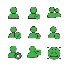 Green User Management Solid Icon Set