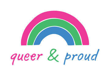 Fototapeta premium Colorful rainbow shape Polysexual pride flag Happy pride day LGBTQIA community Pride Month Vector hand drawn doodle for posters, stickers, logo, cards