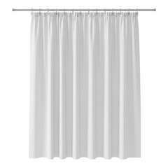 White curtain hanging on a metal rod isolated on transparent background