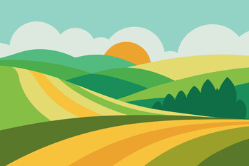 Obraz premium Minimal Countryside Landscape Vector 