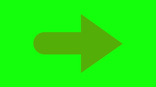 A video showcasing a large green arrow pointing to the right on a bright green background