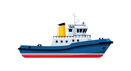 Obraz premium Colorful vector illustration of a tugboat on a white background