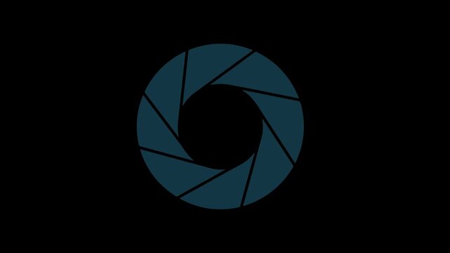 A video showcasing a blue camera shutter icon on a black background