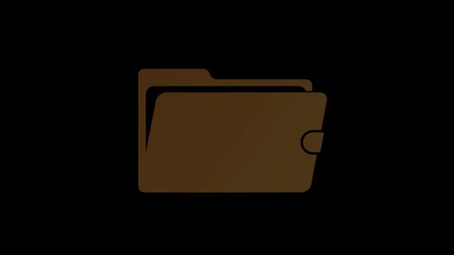 A video showcasing a simple brown folder icon on a black background