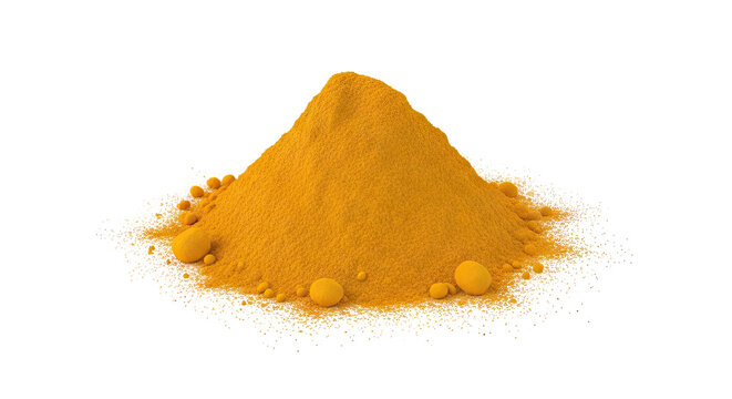 Pile of Turmeric Powder and Curcumin Balls