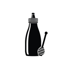 Fototapeta premium Modern honey bottle with dripper, perfect for serving sweet liquid, simple clean design, kitchen utensil for breakfast, vector illustration