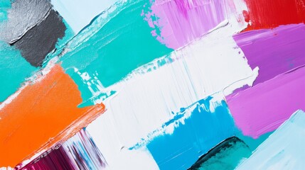 Vibrant abstract painting with dynamic expressive colorful paint strokes creating vivid artistic composition.