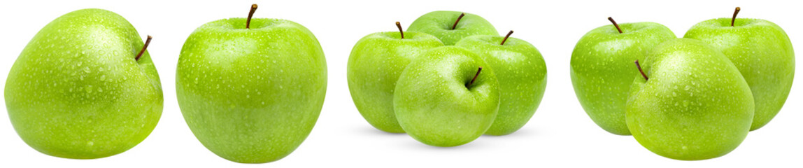 vibrant green apples with fresh water droplets on a deep transparent background, highlighting healthy eating and freshness concept. © Feroz Qazi