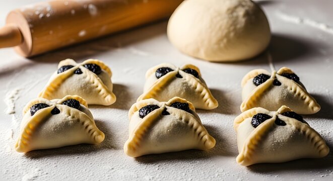 Homemade hamantaschen cookies with filling