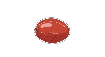 A mouthwatering illustration of a juicy hamburger patty with a shiny surface on a white background