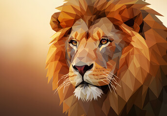 Geometric lion portrait illustration
